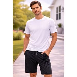 Mens White Athletic T Shirt Size Large Short Sleeve Performance Tee